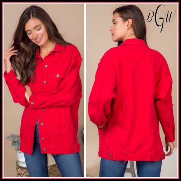 🆕5⭐️Distressed Oversized Denim Jacket - Picture 2 of 7